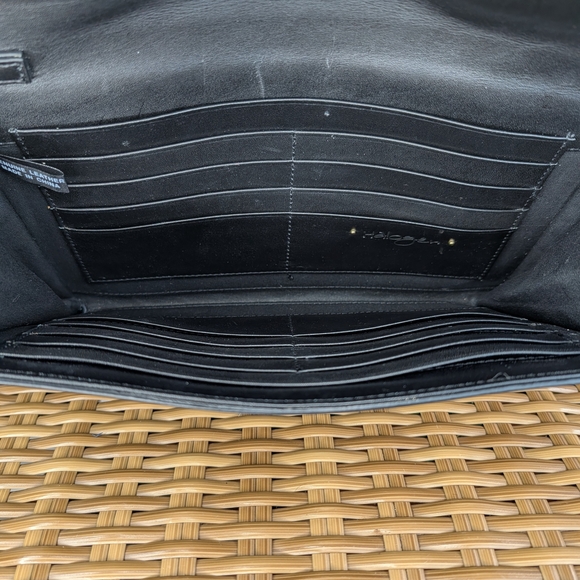 Halogen Black Patent Leather Envelope Style Clutch Wristlet Bag Purse Wallet - Picture 8 of 16